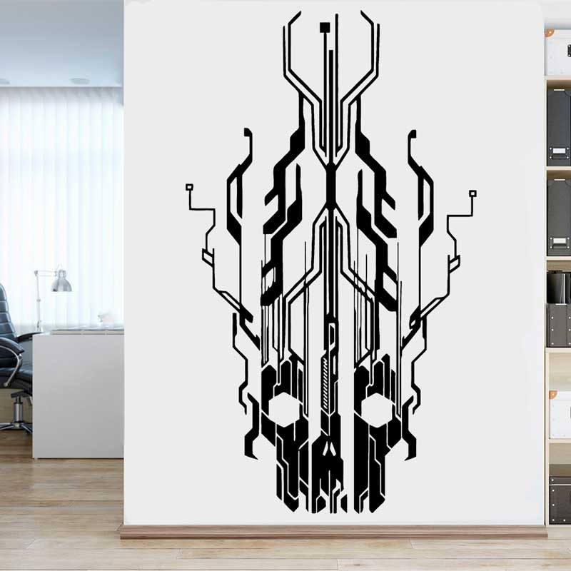 Tech Office Wall Decor - 装飾用ウォールステッカーチップ,PCBテクノロジー,スカルビニール,家庭用,オフィス用,Playroom,書斎,コーヒー,ギフト用