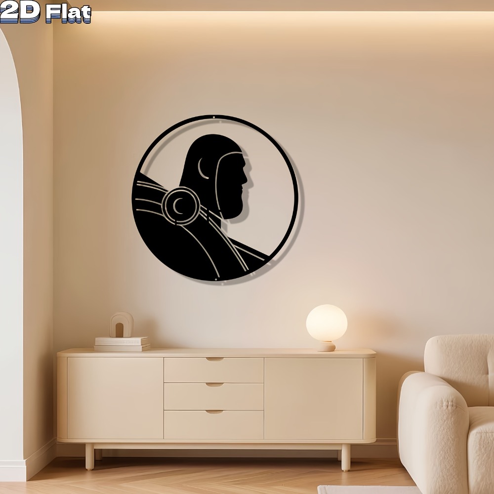 Tech Office Wall Decor - CIFbuy モダンロボットメタルウォールアート 鉄製彫刻 ホームガーデンオフィス用 未来型テック装飾 耐候性屋外装飾品