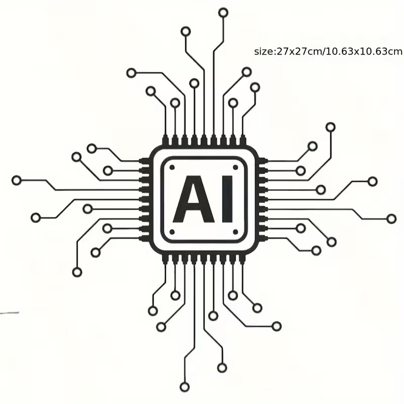 Tech Office Wall Decor - AIテクノロジー回路基板ビニールウォールデカール - 漫画風光沢のある自己粘着ステッカー（ガラス、オフィス、家の装飾用） - テック-