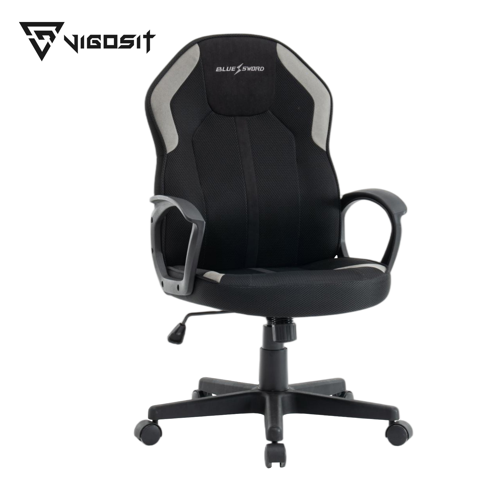 Office Tech Furniture - Vigosit 人間工学に基づいたオフィスチェア – メッシュとテックファブリック、高さ調節可能、回転式、穏やかな傾斜、ランバーサポート、Sch