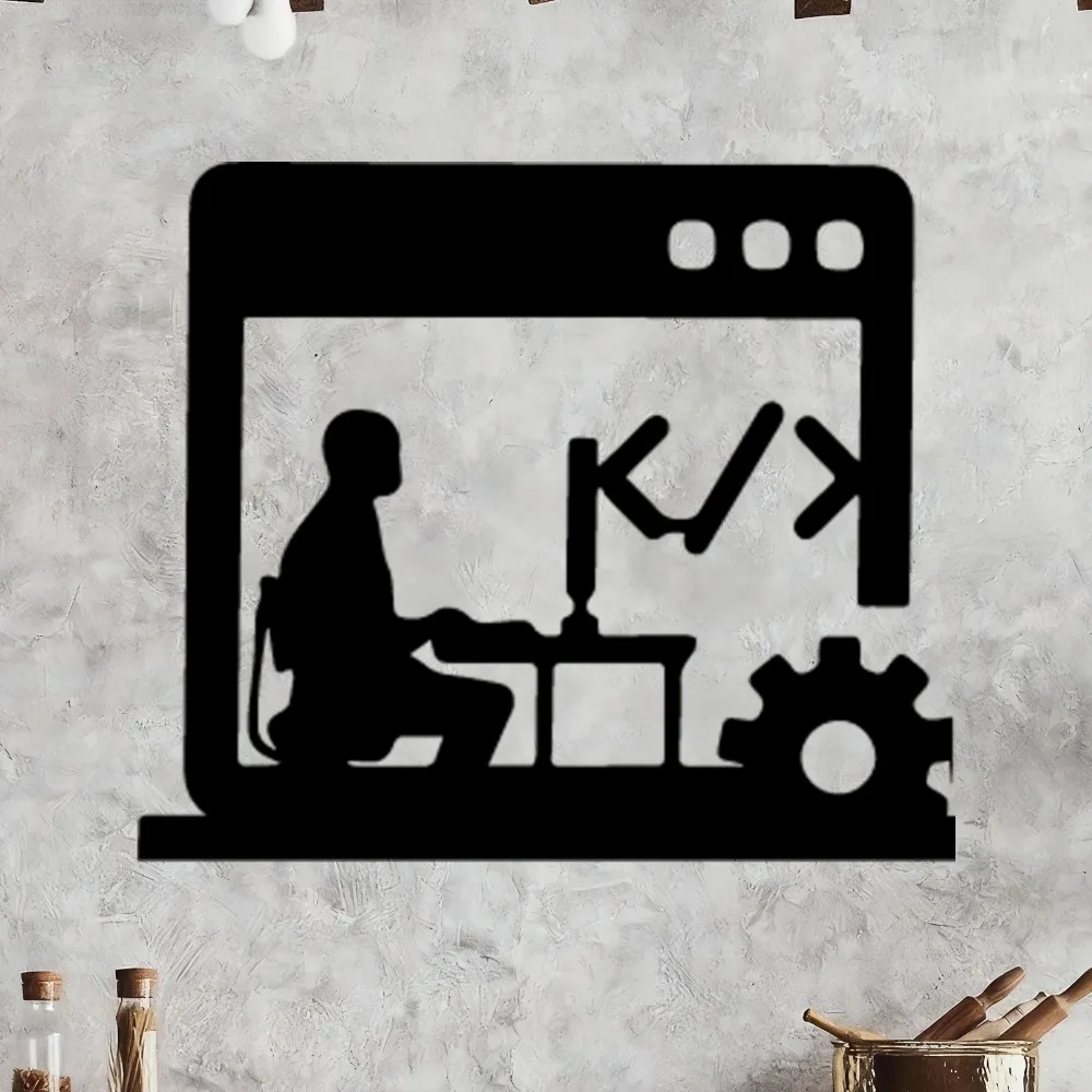 Tech Office Wall Decor - CIFBUY メタルウォールアート プログラマーギフト テックオフィス装飾 ソフトウェア開発者 シルエット装飾