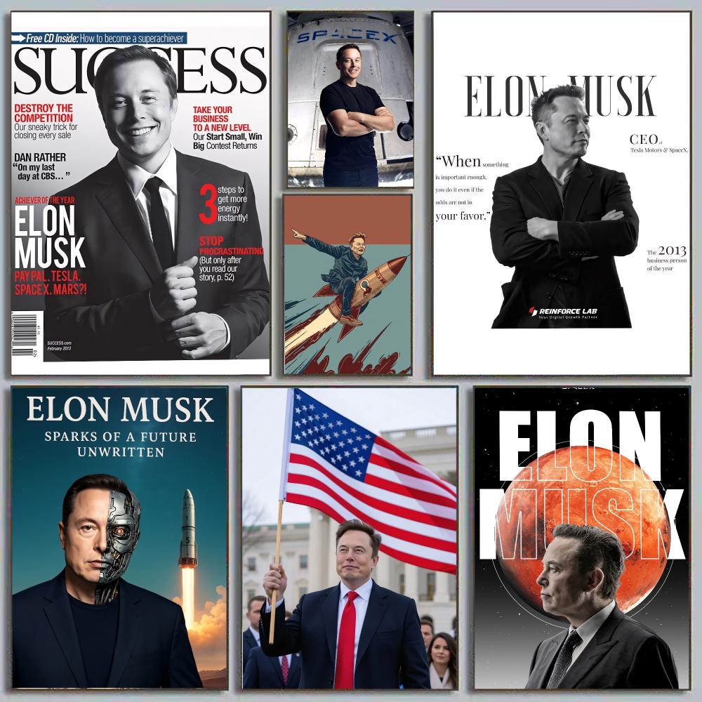 Tech Office Wall Decor - イーロン・マスク ドージファーザー テクノロジーの先駆者 スペースX CEO 絵画