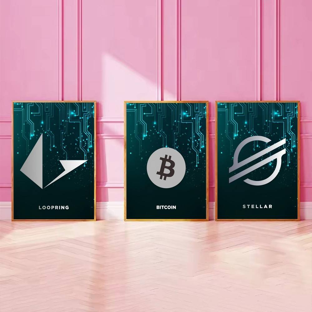 テックサーキット暗号通貨シンボルポスターデジタルコインロゴ幾 - Tech Office Wall Decor のレビューと価格