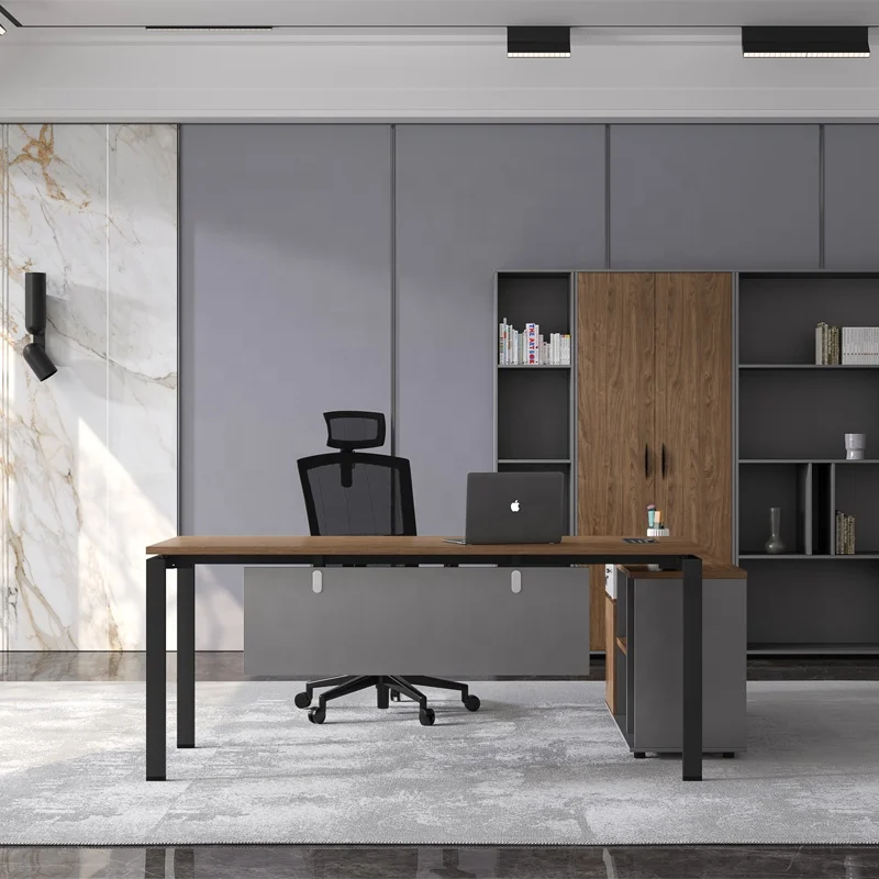 現代的なハイテクオフィス家具脚テーブル木製建築L字型法金属脚 - Office Tech Furniture のレビューと価格