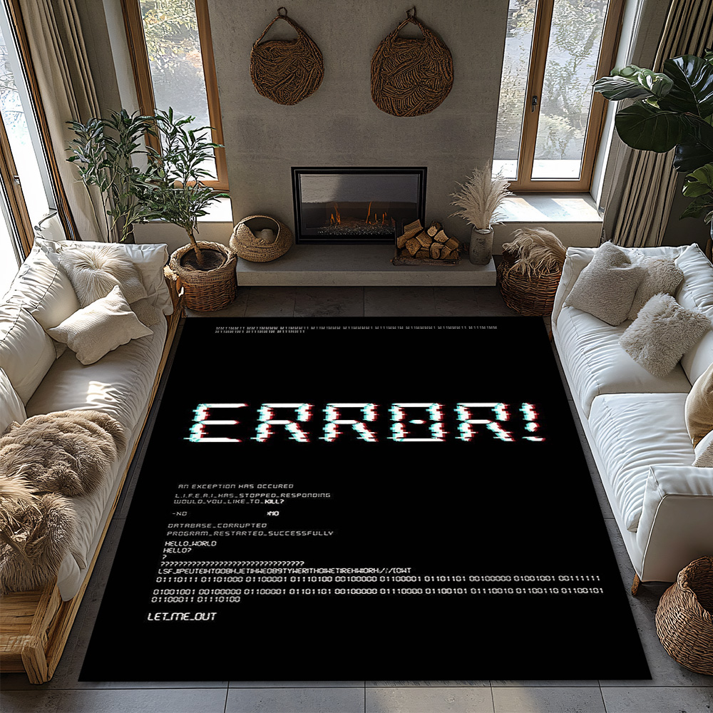 エラー 404 グラフィック ラグ、バイナリ コード プリン - Home Office Tech Ideas のレビューと価格