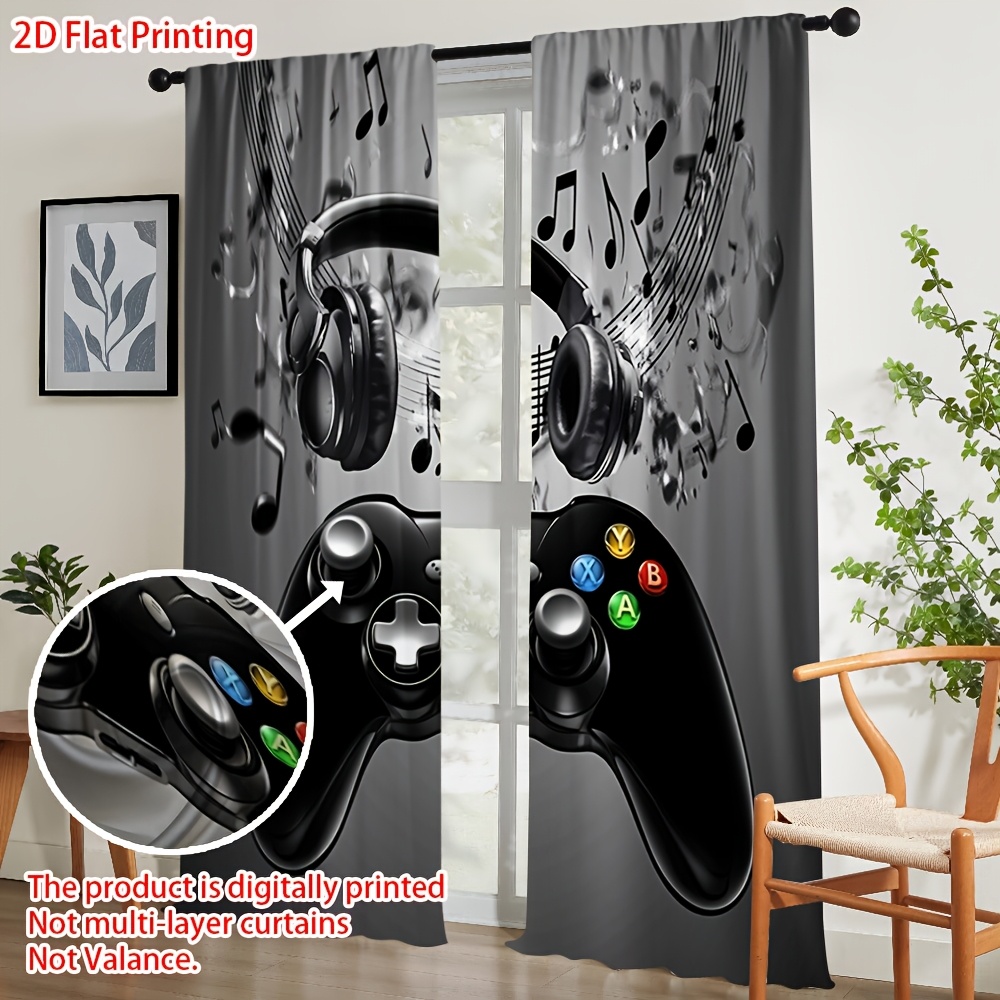 2 個ゲームコントローラーカーテンヘッドフォン音符プリントド - Office Tech For Home のレビューと価格