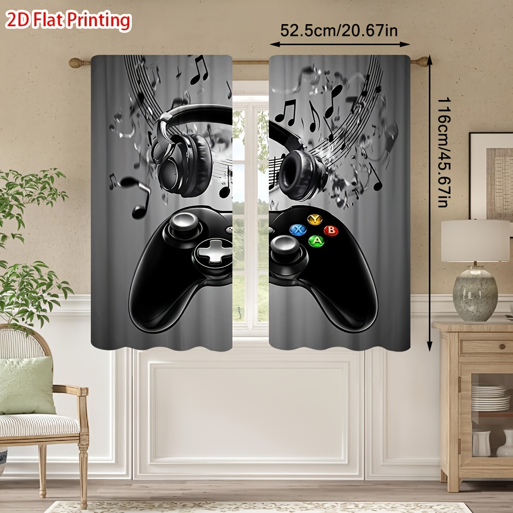 2 個ゲームコントローラーカーテンヘッドフォン音符プリントド - Office Tech For Home のレビューと価格