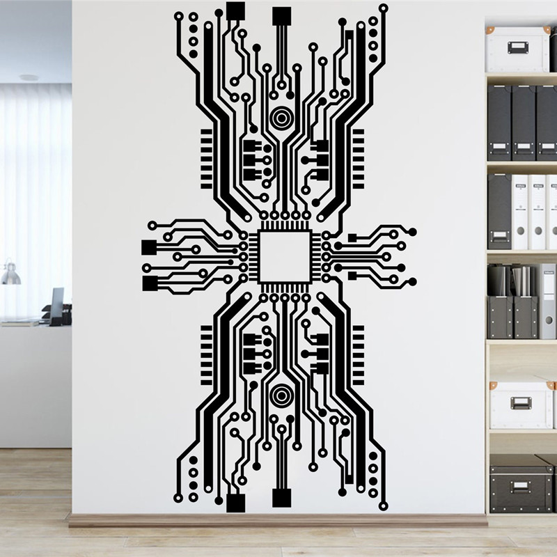 ビニールウォールステッカー,回路基板ステッカー,技術,cpu - Tech Office Wall Decor のレビューと価格